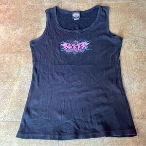 Harley-Davidson Tank Top with Pink and Blue Graphic